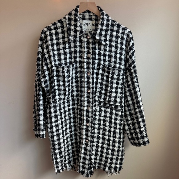 🎄Zara Houndstooth Tweed Jacket - Picture 5 of 6
